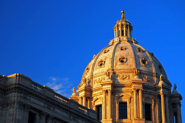 The dome of the Minnesota State Capitol, rises in St. Paul, Minnesota